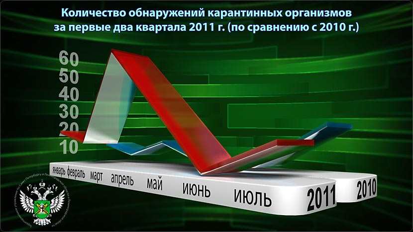 График числа обнаружений карантинных организмов.